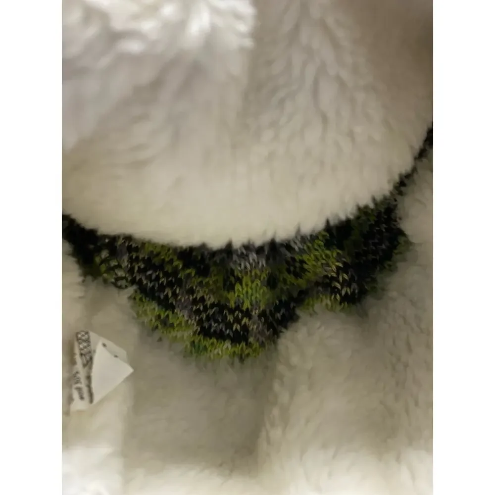 McBurn German Winter Beanie Boys Green Cream Wool Tassals Ear Covers Knit Hat